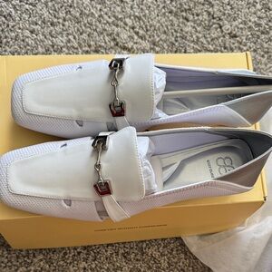 Cosy Island Footwear White Loafers with Silver Detail